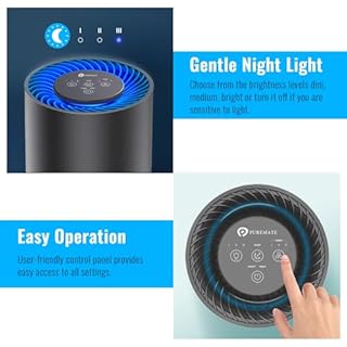 PureMate Air Purifier for Home, Quiet Air Cleaner with True HEPA Filter with 4 Speeds and Sleep Mode, Night Light, Odors Dust Mold for Allergens Smokers Pollen Pet Hair