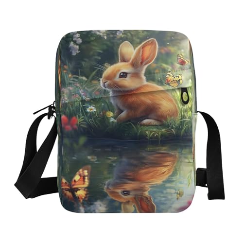 Crossbody Bag Easter Bunny Rabbit Eggs Messenger Bag for Women Men Purse Shoulder Bag Satchel Bag with Adjustable Strap 202b9882