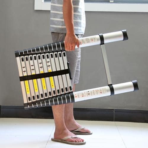 Miniatura 5 de Escalera telescópica de aluminio de 10.5 ft, 10,5 pies, extensión de aluminio, escalera plegable para loft, patas de goma antideslizantes, escalera