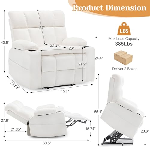 Image of Korser Oversized Dual Motor Power Lift Recliner for Elderly with Massage and Heat, Extra Wide Recliner Chairs with Adjustable Headrest, Electric Lift Chair with Storebox Cupholder, USB Ports, Type C