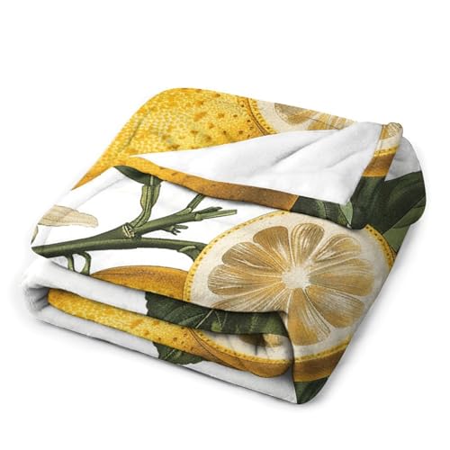 Couverture micro polaire citron 150cm pour lit et canapé