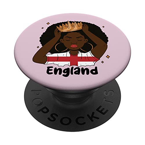 Melanin England Afro Hair English Roots England Afro PopSockets Swappable PopGrip, Black