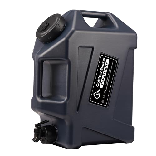 COOZMENT 5 Gallon (19L) Portable Water Containers with Spigot, BPA Free Water Jug, Blue Gray Water Tank, Multifunction Water Storage Containers for Camping Outdoor Hiking,Emergency Stroage
