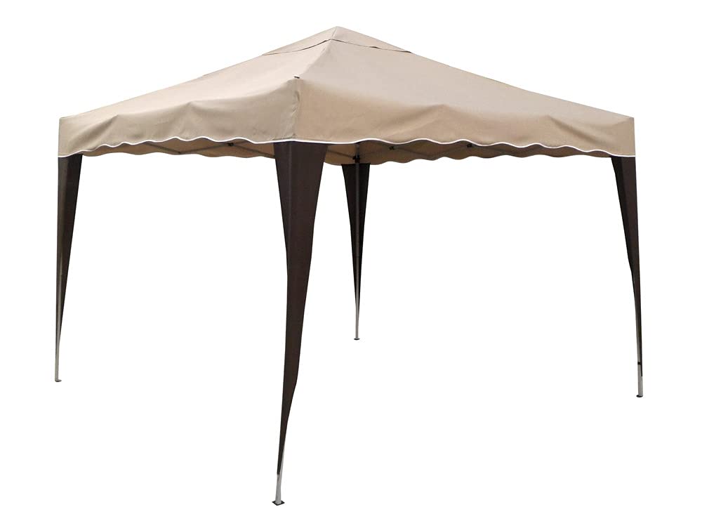 VERDELOOK | Gazebo Pieghevole in Metallo, 3x3 m, Beige, con Copertura Poliestere, Trasportabile con Borsa Inclusa, da Giardino, Mercato, Tenda Pop up, picchetti inclusi