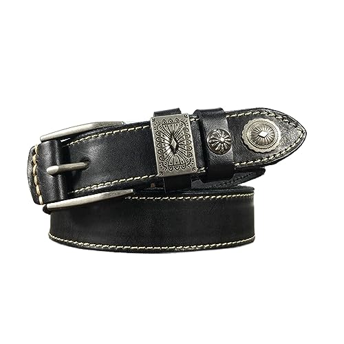 Ceinture en cuir pour femme premium, boucle rétro et rivets d'artisanat