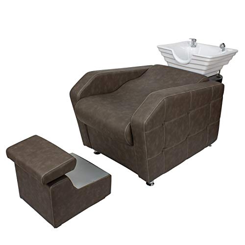 Lavacabeza de Peluquería Marrón con reposapiés BRISA (Marrón 80)