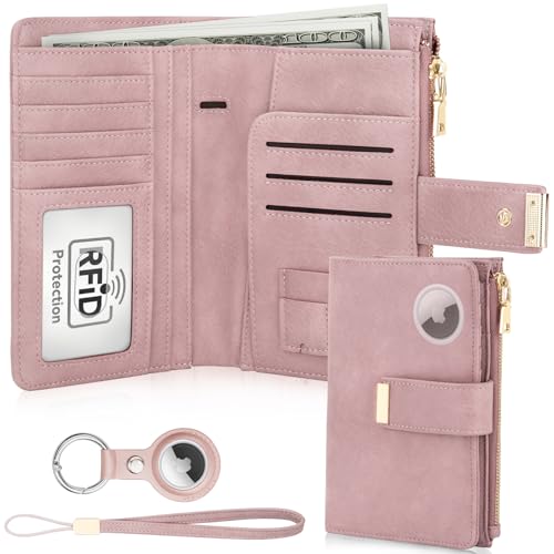 HUANLANG Passport Holder with Airtag for Women/Men Airtag Passport Wallet for Travel Leather Passport Holder RFID Blocking Travel Passport Walelt with Credit Card Holder