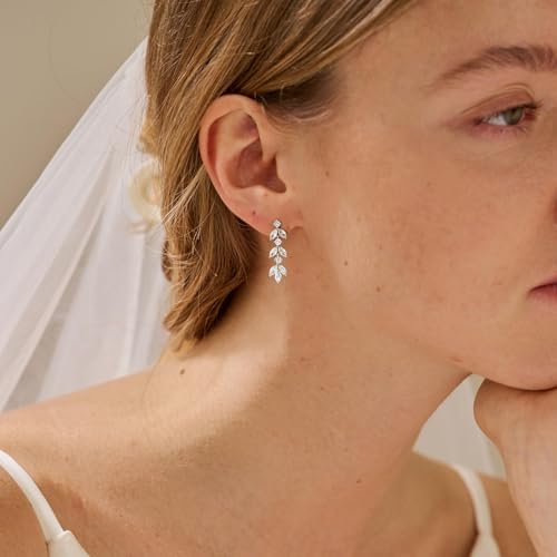 Dainty Dangle Earrings Elegant Marquise Leaf Cubic Zirconia Drop Earrings Wedding Prom Parties Earrings Stylish Jewelry Gift2