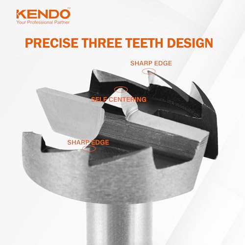 Kendo FDB-8PCS 8 Piece Forstner Bit Set, Made Of Alloy Steel, Forstner Bits For Woodworking, Auger Opener Round Shank Drilling Cutting Tool thumb #2