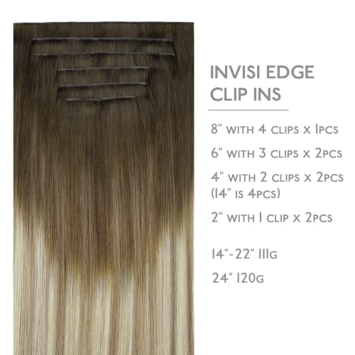Image of WENNALIFE Invisible Edge Seamless Clip in Hair Extensions Real Human Hair