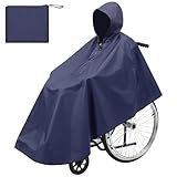 Vicloon Rollstuhl Poncho, Regenumhang für Erwachsene, Wasserdichte Rollstuhl-Poncho für Rollstuhlfahrer, Marineblau
