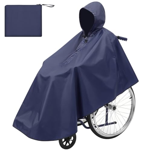 Vicloon Rollstuhl Poncho Regenumhang für Erwachsene Wasserdichte Rollstuhl-Poncho für Rollstuhlfahrer Marineblau