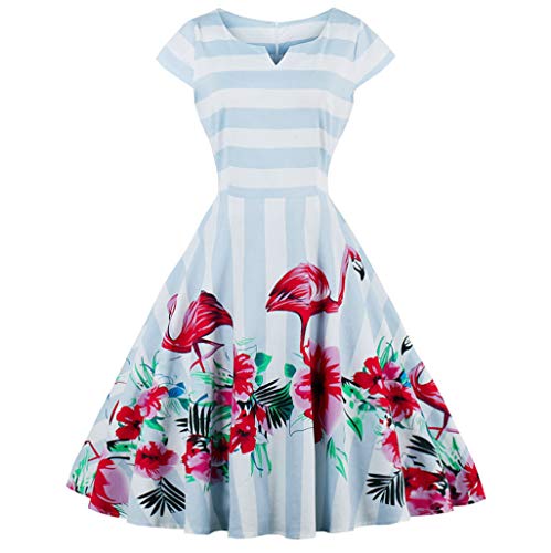 Fairy Couple Rockabilly DRT019 Robe de bal vintage à manches courtes - Rose - Taille XS