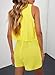 Dokotoo Womens Juniors Fashion 2025 Elegant Summer Cute Sexy Off The Shoulder Halter Neck Ruffle Chiffon Sleeveless One Piece Short Jumpsuits and Rompers,Yellow X-Large