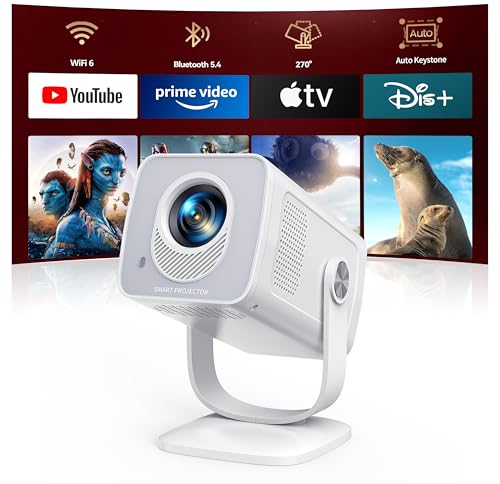 Mini Projecteur 4K【App Intégrée & Auto Keystone】Android 13, Videoprojecteur Portable WiFi6 Bluetooth 5.4 avec Rotation 270°, TOPTRO Mini Video Projecteur Portable 1080P FHD Home Cinéma/Extérieur Zoom