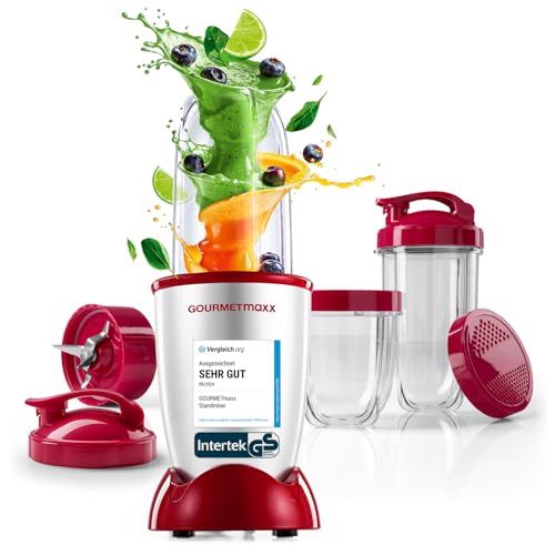 GOURMETmaxx Mr. Magic Power Pro Mixer 400 Watt | Smoothie Maker mit to go Deckel | Standmixer mit Mixbecher & Frischhaltedeckel zum Aufbewahren | Blender mit Zubehörset L für Shakes, Smoothies etc. GOURMETmaxx Mr. Magic Power Pro Mixer 400 Watt | Smoothie Maker mit to go Deckel | Standmixer mit Mixbecher & Frischhaltedeckel zum Aufbewahren | Blender mit Zubehörset L für Shakes, Smoothies etc.