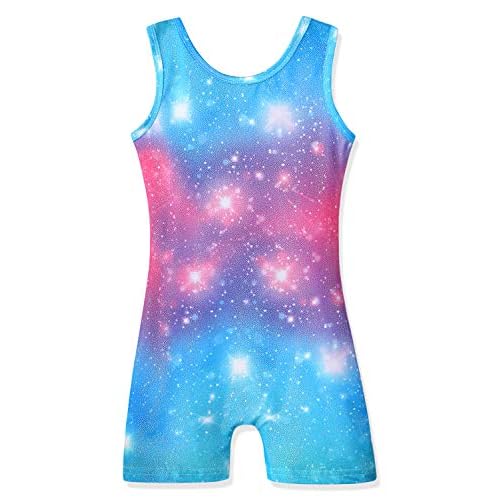 HOZIY Gymnastics Leotards for Girls with Shorts Toddlers Biketards Rainbow Unicorn Dinosaur Mermaid Leopard Flower Galaxy 1-2T A Bow Colorful Green