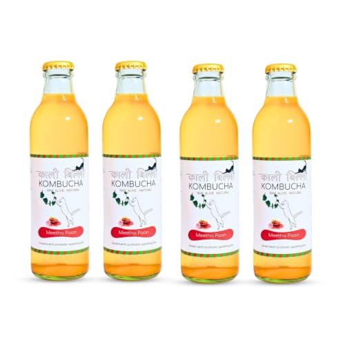 Image of KAALI BILLI Kombucha Meetha Paan, Pack of 4 | Fermented Tea, All Natural, Gut Healthy Drink | 4 x 250ml | Vegan, Preservative free, Low calorie, Low sugar