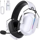 Gvyugke Kabelloses Gaming-Headset für PS5, 2,4 GHz Gaming-Headset mit Mikrofon für PS4/Nintendo Switch, nur 3,5 mm kabelgebunden für Xbox-Serie, 40-Stunden-Akku (weiß)