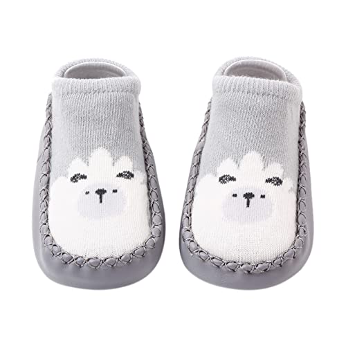 Generic Baby First Walking Shoes Korean Version Infant Low Top Toddler Shoes and Socks Children's Baby Floor (Grey, 5 Infant)