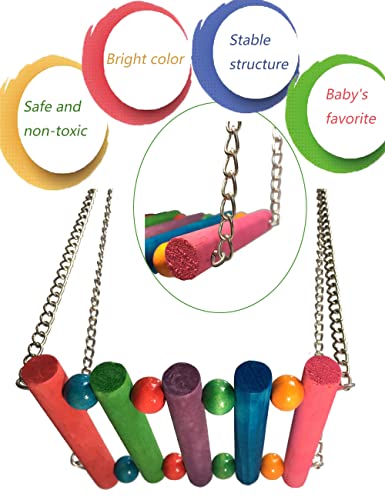 Image of Bird Parrot Toys Swing Hanging,Bird Cage Accessories Toy Hammock for Parakeets,Cockatiels,Lovebirds,Conures,Budgie,Macaws,Lovebirds,Finches and Other Small Pets(Rainbow)