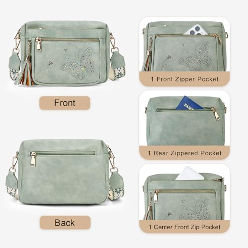 Image of KITEVIUN Crossbody Bags for Women Trendy Leather Crossbody Purse Shoulder Handbags Butterfly Design