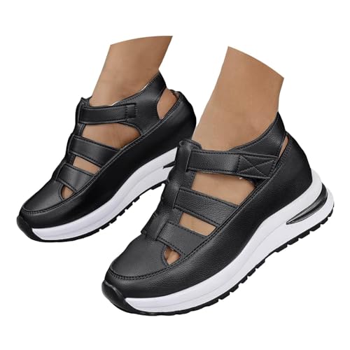 Orthopedic Sandals for Women,Women's Fashion Sneakers Closed Toe Platform Women Hollow Out Wedge Breathable Comfortable Arch Support Walking Dress Plus Size Business Casual Shoes