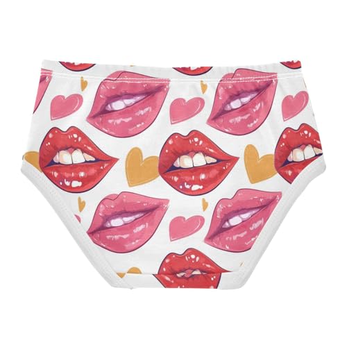 Wusikd Lips Hearts Girls' Underwear Cotton Colorful Girls Briefs Soft Toddler Underwear 2T2