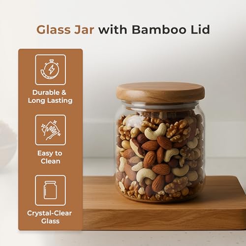 Image of HomeEssentials Premium Borosilicate Glass Jar with Airtight Lid - Small Kitchen Storage Container for Spices, Seeds, and Herbs - Heat-Resistant & Microwave Safe
