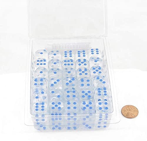 Icicle Borealis Dice Luminary with Light Blue Pips 16mm (5/8 inch) D6 Set of 50 Wondertrail
