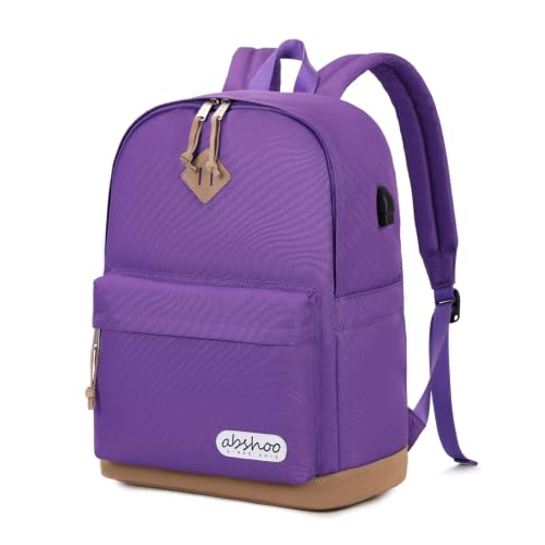 abshoo Basic School Backpack For College Middle High School Water Resistant Bookbag Travel Daypack (Purple)
