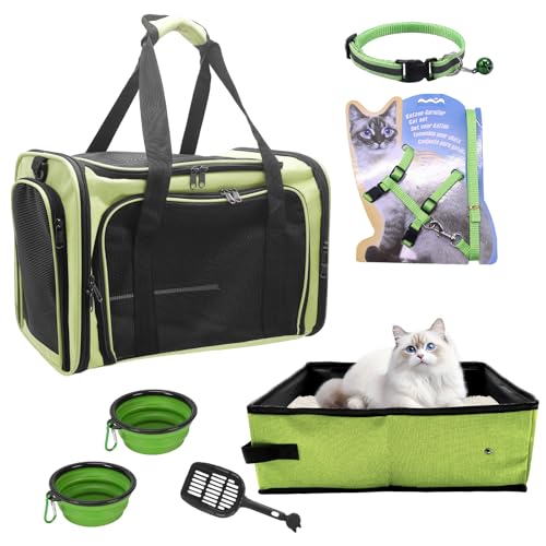 Cat Carrier Soft-Sided & Folding Travel Litter Box for Cats,
