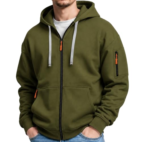 Image of MANTORS Mens Fleece Jackets Contrast Hoodies Lightweight Sweatshirt Color Block Jacket Coats
