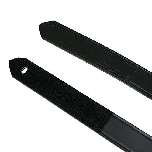 Boston Leather Mens Leather 1 3/8 inch Hook and Loop Fasteners No Scratch Work Belt | Black 342