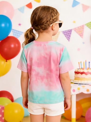 Image of Girls' Birthday Girl Letter Print T-Shirt with Bracelet, Pink, Size 4-12Y, Short Sleeve