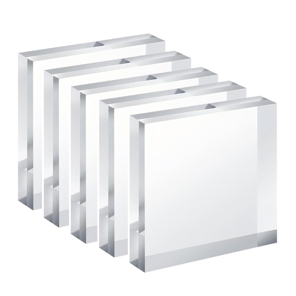 DFDPAXL 5 Pcs High Transparency Acrylic Block 60×60Mm, Acrylic Square Cube Thickness 10–40Mm Suitable for Product Display Crafts Decoration,60×60×30mm
