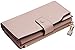 Travelambo Womens RFID Blocking Large Capacity Luxury Waxed Genuine Leather Clutch Wallet Multi Card Organizer (ReNapa Pink Champagne)