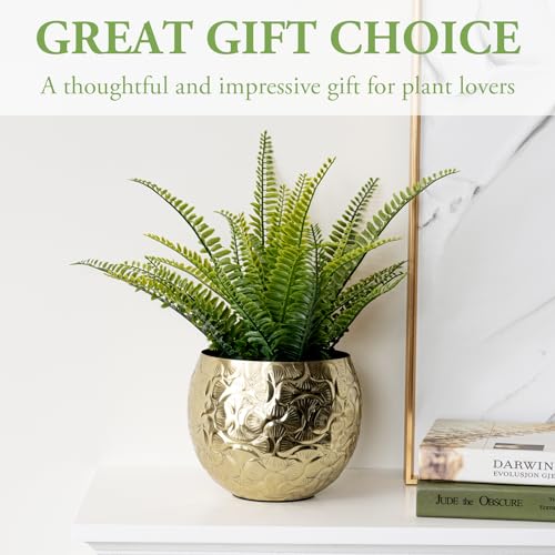 Mygift DECO3208BAS 7 Inch Vintage Style Brass Tone Metal Embossed Ginkgo Leaf Design Planter Pot Bowl thumb #2