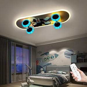 WJLL LED Skateboard Kinderzimmer Deckenleuchte Dimmbar RGB