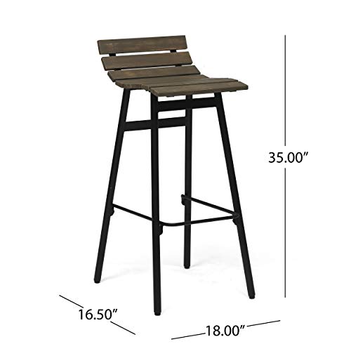 Butaco de madera Christopher Knight Home Camron de 35 pulgadas (juego de 2), acabado gris y negro miniatura 3