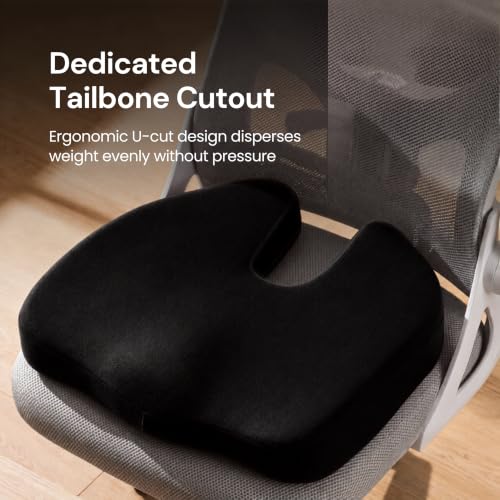 Image of Wonder Care Orthopedic Coccyx Cusion | High Density Memory Foam for Back Pain, Sciatica, Tailbone Relief | 2 Years Warranty (Velvet Cover, 120Kg)