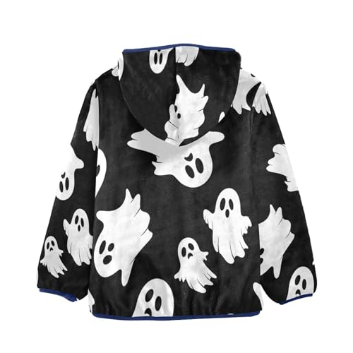 Ghostly White Figures on Black Toddler Fleece Jacket Girl Boys Hooded Fleece Jacket Coat Warm Outwear Zip-up 3-10T2