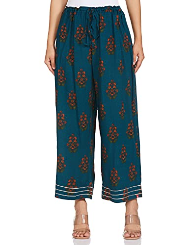 Image of BIBA Cotton Printed Straight Casual Palazzos