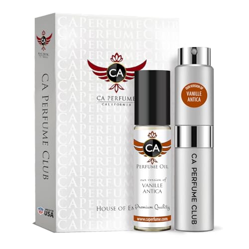 CA Perfume Duo Impression of Vanille Antica Women & Men Sprayer + Body Oil Roll-On Bottles 0.27 Fl Oz+0.33 Fl Oz