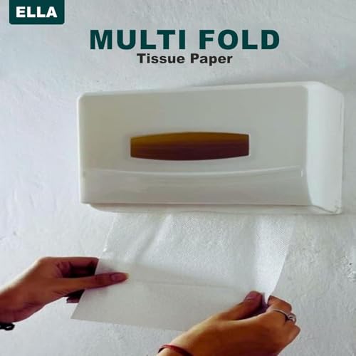 Image of Ella Multi Fold Tissue Paper | 1300 Sheets | Pack of 10 | Soft Absorbent 1 Ply | Kitchen Bathroom Dining And Hand Use | Bulk Pack For Home And Office | Free Check Duster Cloth