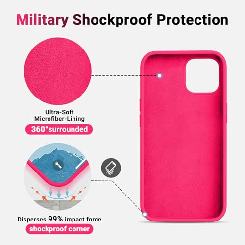Image of Premium Liquid Silicone Case for iPhone 12 & 12 Pro - Slim Full Body Protective Back Cover with Soft Microfiber Lining, Anti-Slip Grip Scratch Resistant Phone Case(Neo Pink)