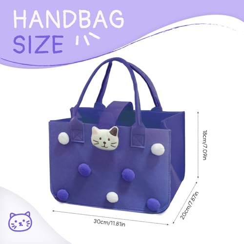 Filztasche Einkaufstasche, FainFun 30 * 20 * 18 cm Filztaschen Mädchen, Kleine Filztasche, Filzkorb Einkaufen, Filz Einkaufstasche Mit Griff zur Aufbewahrung von Snacks, Lunchboxen (Violett)