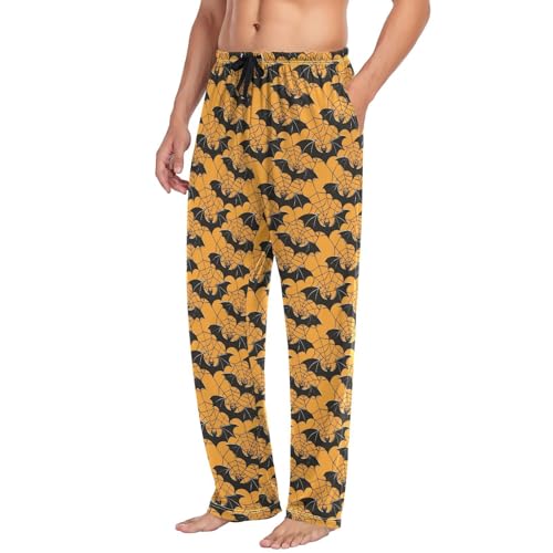 Mens Pajama Pants Halloween Spider Web Cobweb Bat Soft Lounge Sleep Pj Bottoms with Drawstring Pockets4