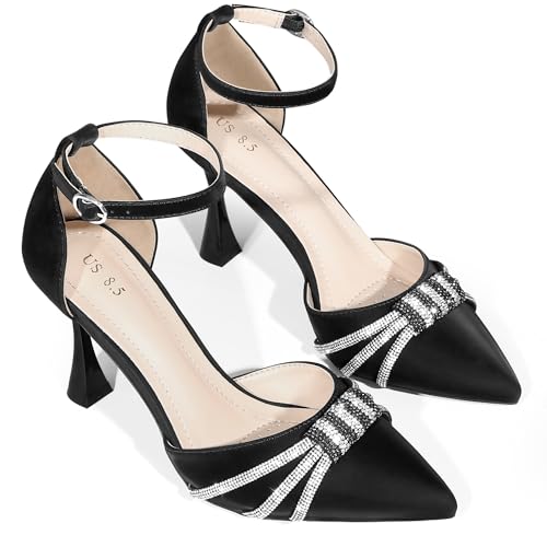Perphy Pointed Toe Ankle Strap Rhinestone Stiletto High Heel Pumps for Women3
