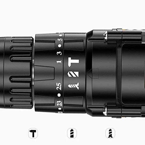 Samnuerly Leistung, Digitalanzeige, Akku-Bohrschrauber, LED-Leuchten, Drehmoment-Kombibohrer-Set, elektrische Bohrmaschine, Schraubendreher, Ausdauer, ergonomisches Design, Schwarz – Bild 4